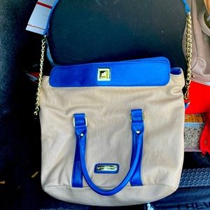 Steve Madden Blue and Beige Shoulder Handbag